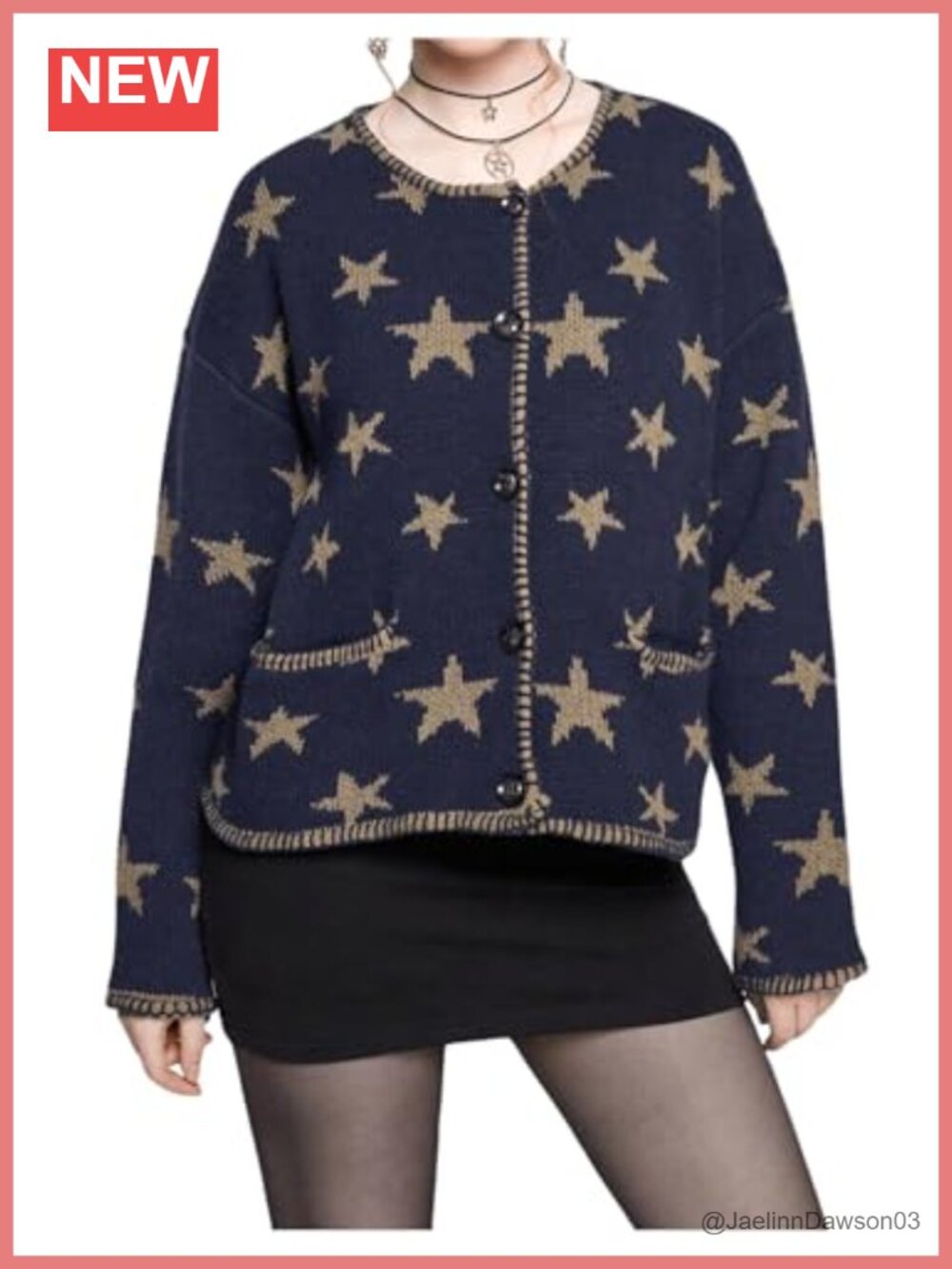 Women's Star Sweater Cardigan Button Up Chunky Oversized Cardigan